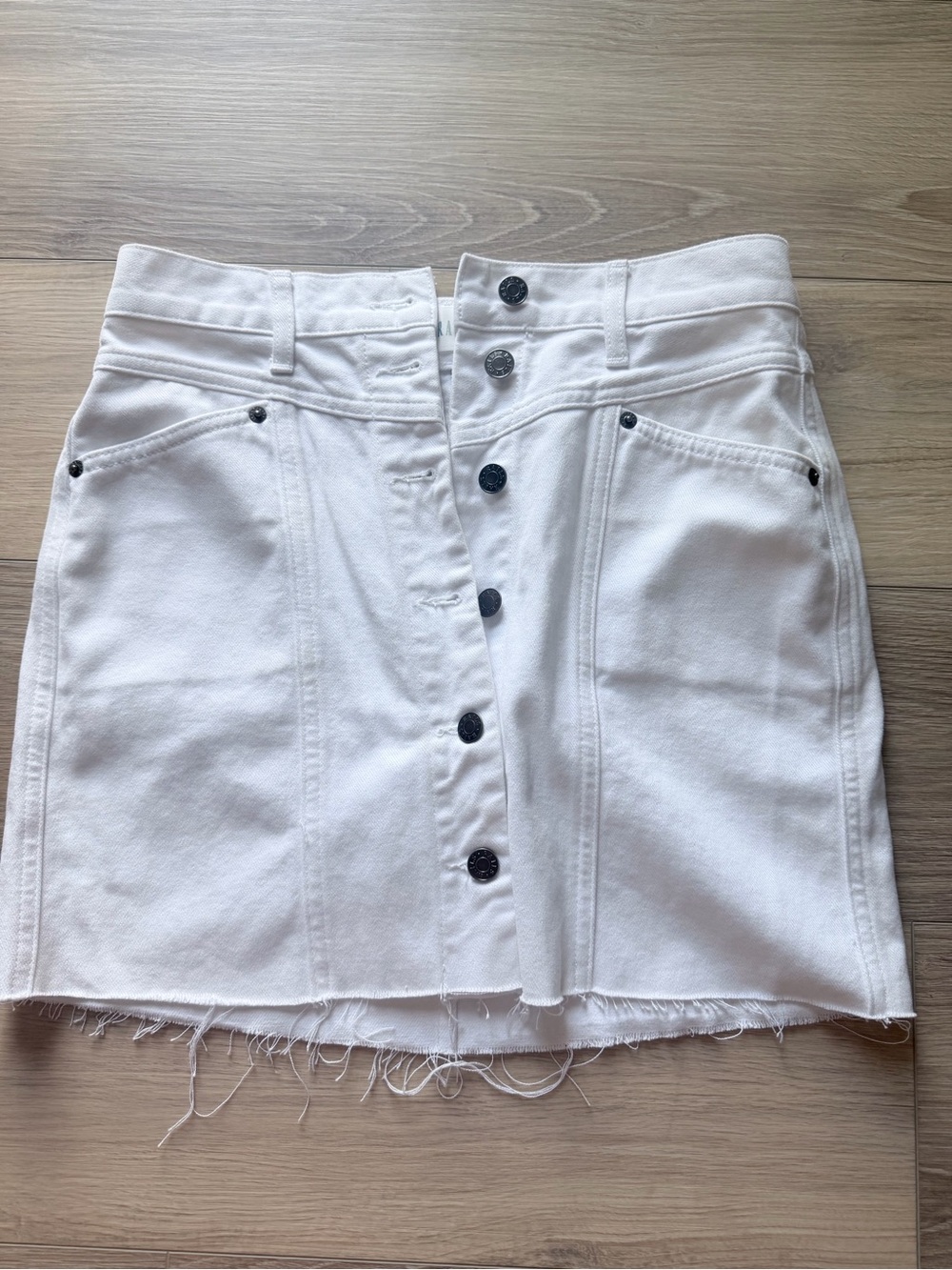 Rails White Button-Front Denim Mini Skirt